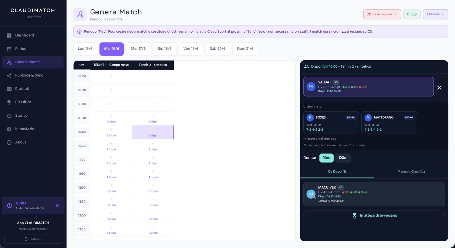 Generazione automatica match