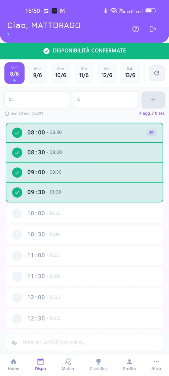 App mobile Claudimatch - disponibilità